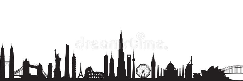 Paesaggio urbano famoso dei punti di riferimento royalty illustrazione gratis Paesaggio urbano famoso dei punti di riferimento royalty illustrazione gratis