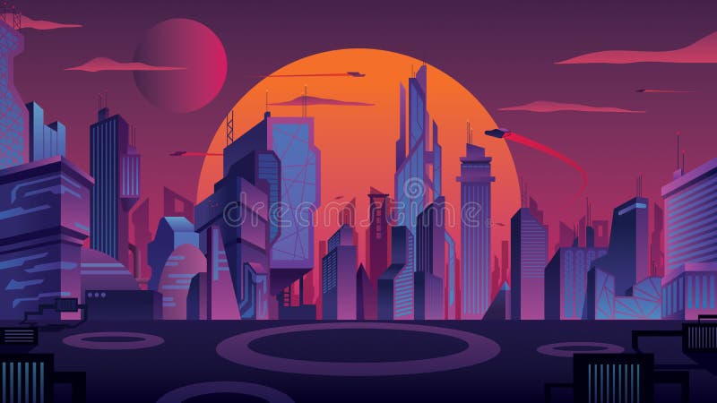 Paesaggio urbano futuristico royalty illustrazione gratis