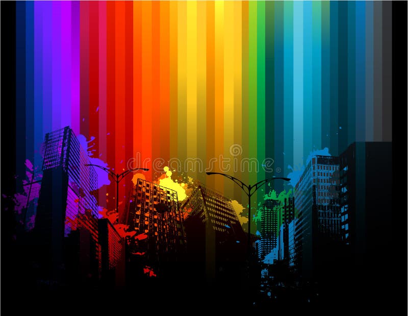 Paesaggio urbano variopinto astratto illustrazione vettoriale Paesaggio urbano variopinto astratto illustrazione vettoriale