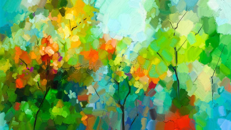 Paesaggio variopinto astratto della pittura a olio su tela royalty illustrazione gratis