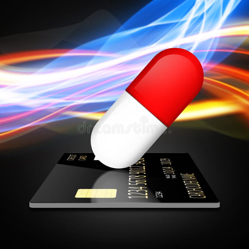 Pagando le droghe con una carta di credito illustrazione di stock Pagando le droghe con una carta di credito illustrazione di stock