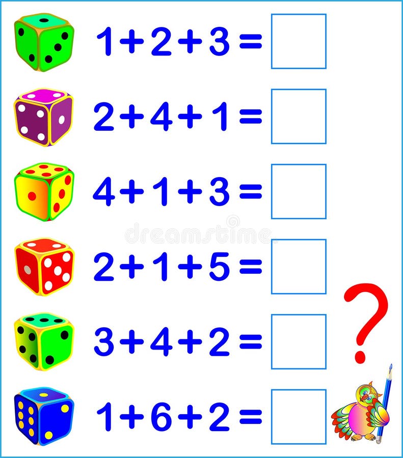 Page éducative Avec Des Exercices Pour Des Enfants Sur L'addition Comptez  Le Nombre De Points Sur Découpe Illustration de Vecteur - Illustration du  compte, exercices: 103621356