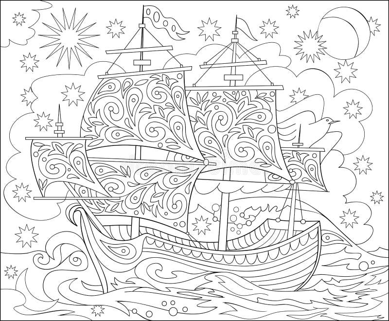 Download Page With Black And White Illustration Of Fantasy ...