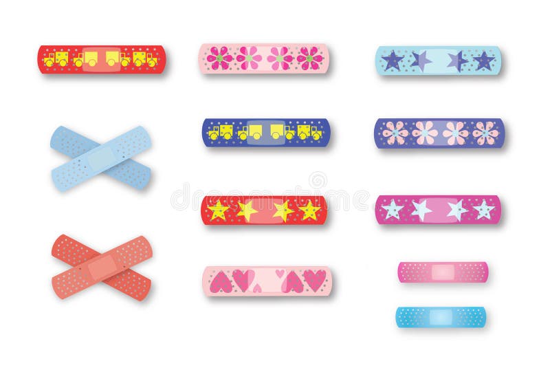 Colorful bandaids stock vector. Illustration of assistance - 6646414