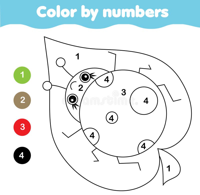 Page de coloration avec la coccinelle Couleur par activité imprimable de nombres illustration stock Page de coloration avec la coccinelle Couleur par activité imprimable de nombres illustration stock