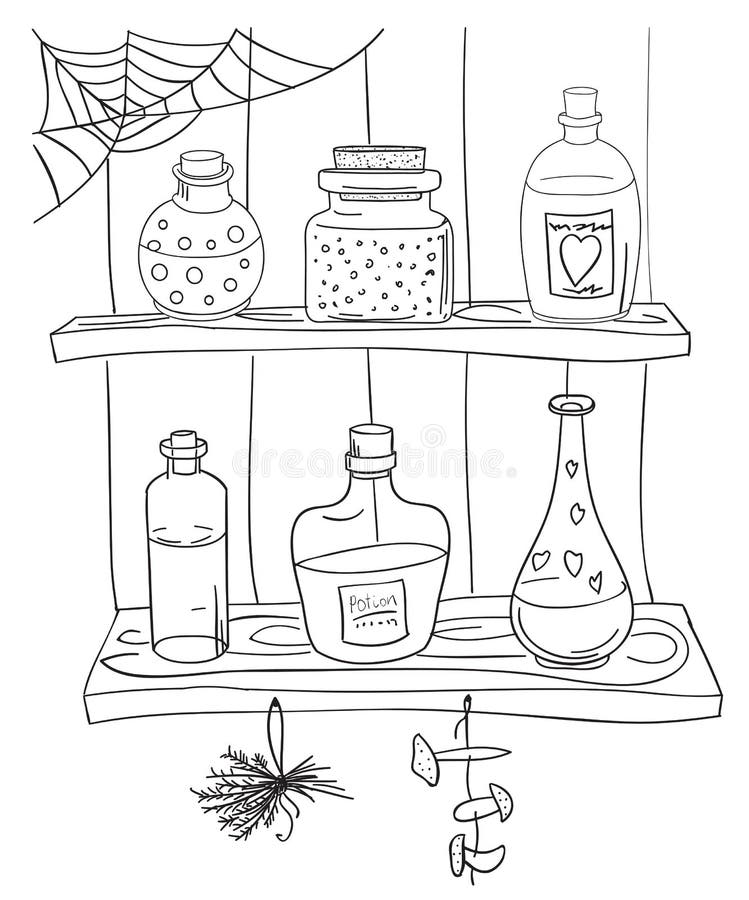 Livre De Coloriage Pour Enfant Bouteille D'élixir Avec Une Potion