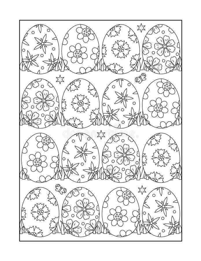 Page de coloration pour des adultes et des enfants, ou fond noir et blanc d'ornamental de Pâques