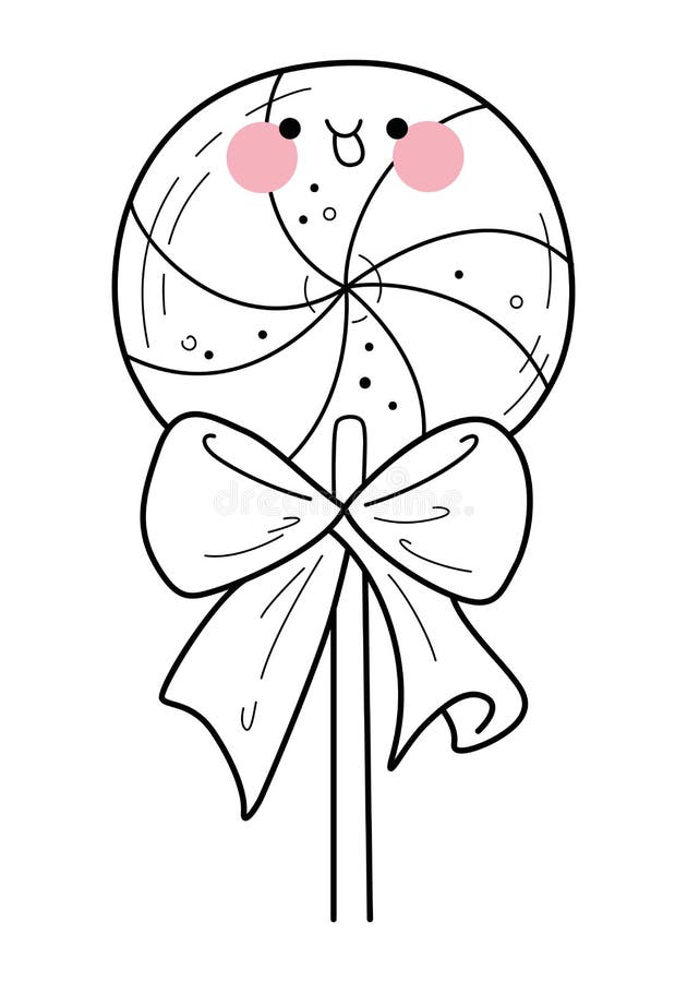 Vectoriel Kawaii Lollipop Bonbon Aux Yeux Brillant Sucré Isolé Sur