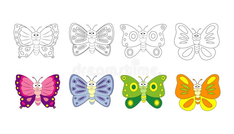 Page de livre de coloriage pour les enfants préscolaires avec le butterfl coloré illustration libre de droits Page de livre de coloriage pour les enfants préscolaires avec le butterfl coloré illustration libre de droits