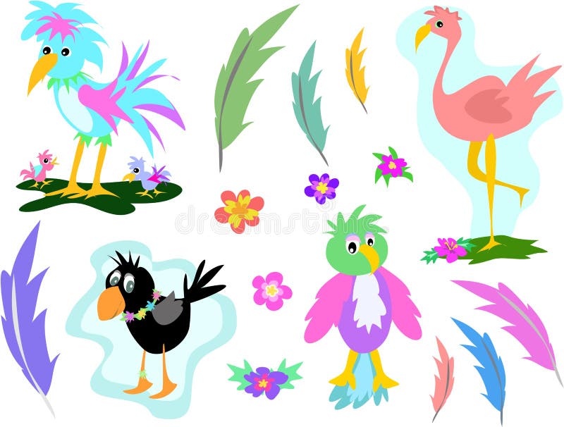 Here is a collection of birds, flowers, and feathers. Here is a collection of birds, flowers, and feathers.