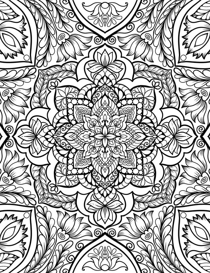 Mandala Ornementale Coloriage Adulte Page Livre De Coloriage Mandala  Tatouage Illustration de Vecteur - Illustration du ethnique, médaillon:  225873859