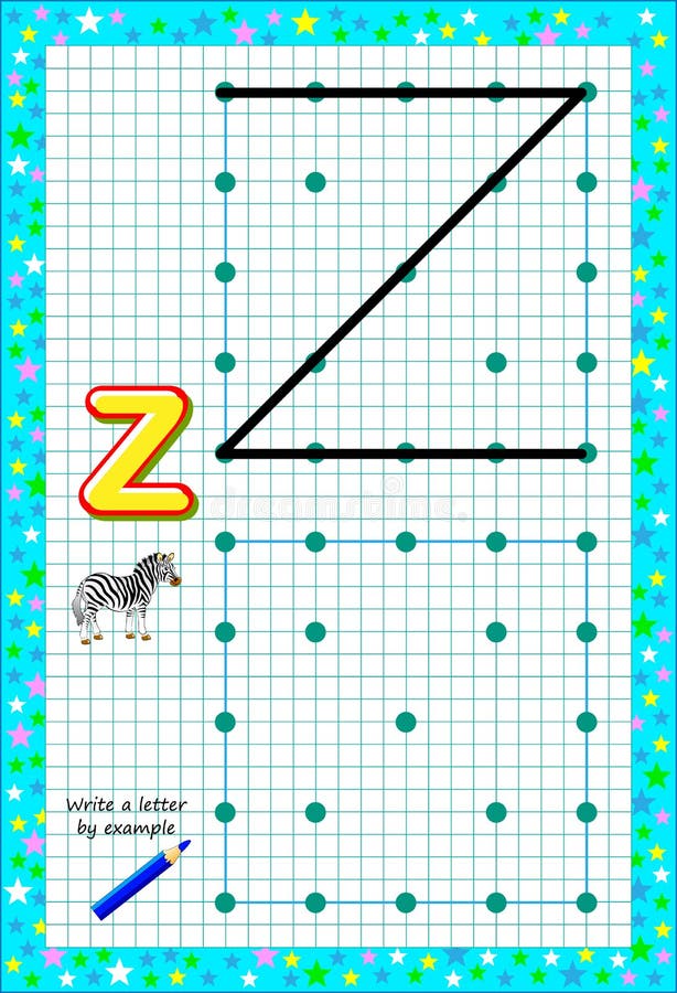 Page ?ducative pour peu d'enfants sur le papier carr? Écrivez la lettre par exemple Jeu de puzzle de logique illustration libre de droits Page ?ducative pour peu d'enfants sur le papier carr? Écrivez la lettre par exemple Jeu de puzzle de logique illustration libre de droits