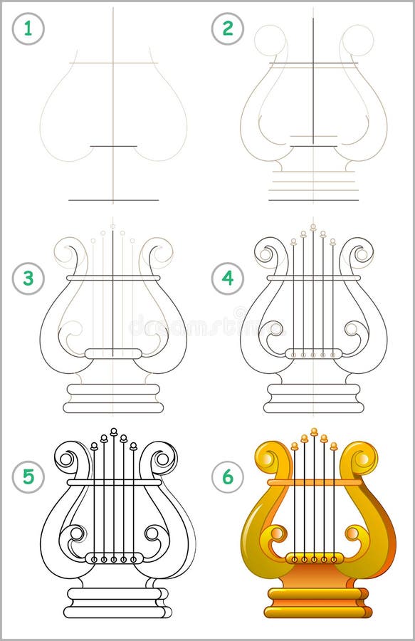 Download Page Shows How To Learn Step By Step To Draw A Lyre ...