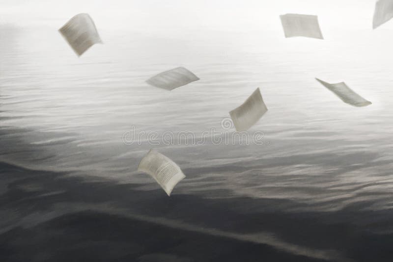 Pages of a book dance sweetly above the waves of the sea