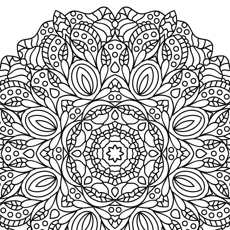 Pages De Livre De Coloriage Mandala Médaillon Antistress Indien Résumé