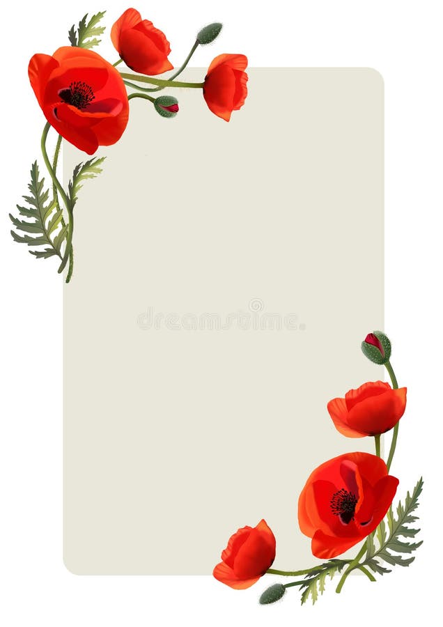 Pagina con i fiori Papaveri rossi Cartolina d'auguri illustrazione di stock Pagina con i fiori Papaveri rossi Cartolina d'auguri illustrazione di stock