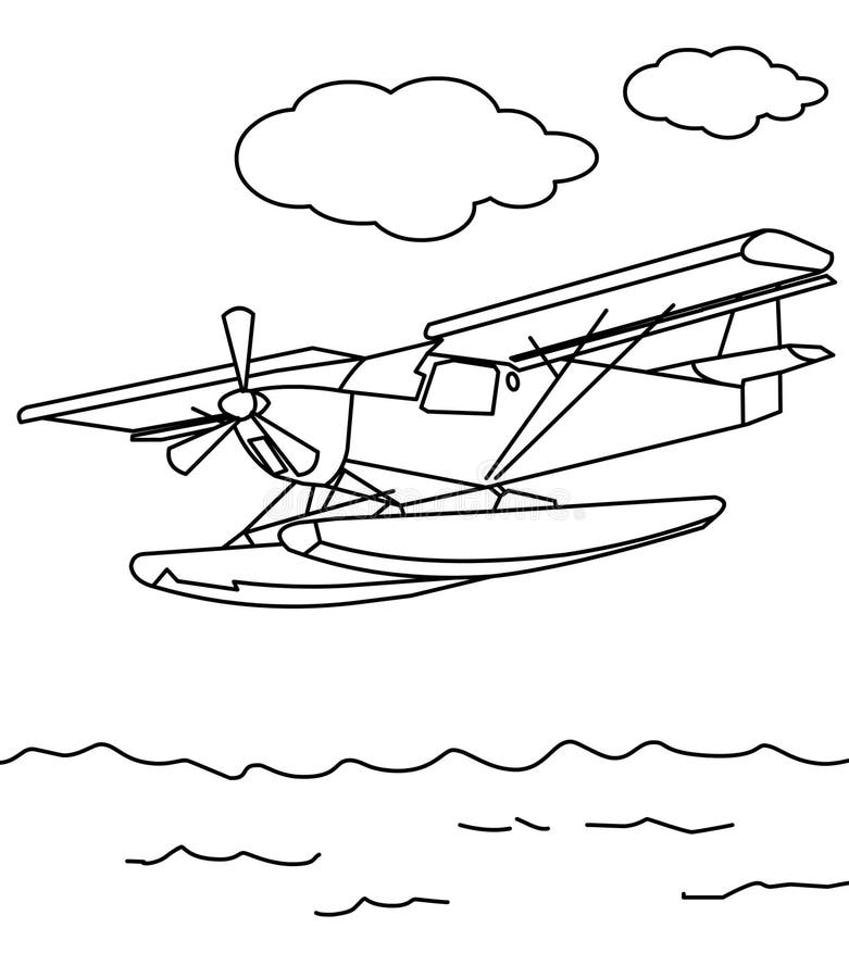 Pagina di coloritura dell'aereo di mare royalty illustrazione gratis Pagina di coloritura dell'aereo di mare royalty illustrazione gratis