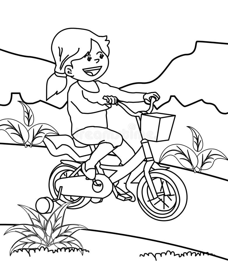 immagini da colorare bambini che va in bicicletta