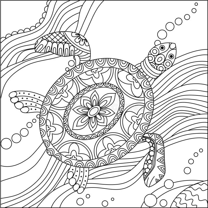 Pagina di coloritura della tartaruga di mare illustrazione di stock Pagina di coloritura della tartaruga di mare illustrazione di stock