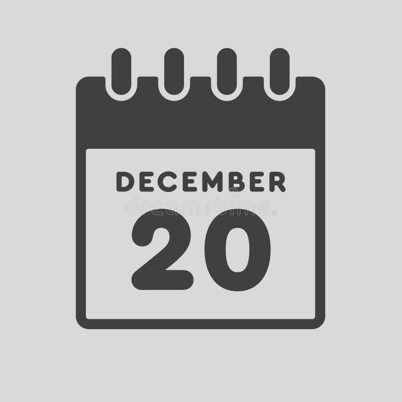 Pagină calendar șablon dată de 20 decembrie stock illustration