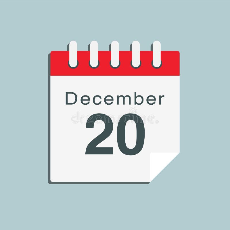 Pagină calendar șablon dată de 20 decembrie vector illustration