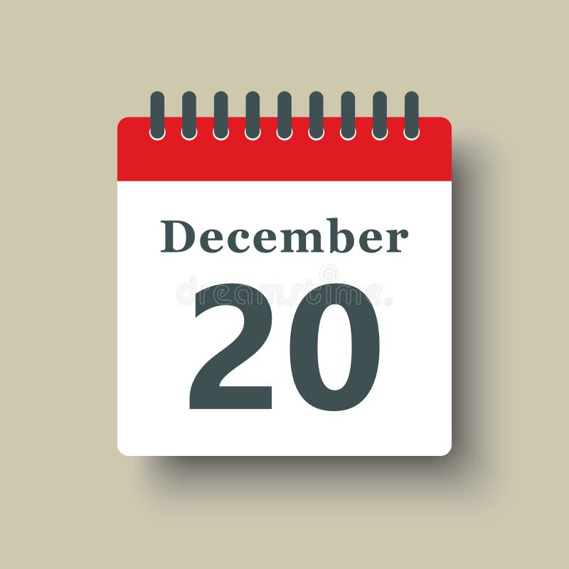 Pagină calendar șablon dată de 20 decembrie royalty free illustration