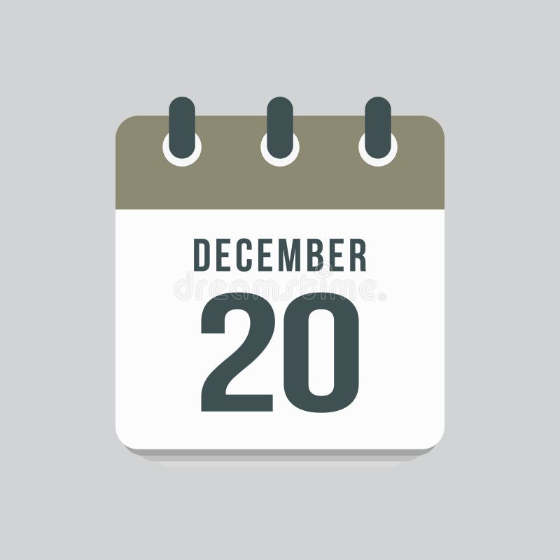 Pagină calendar șablon dată de 20 decembrie royalty free illustration