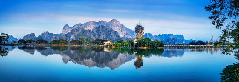 Pagoda bouddhiste étonnante dans Hpa-An, Myanmar images stock Pagoda bouddhiste étonnante dans Hpa-An, Myanmar images stock