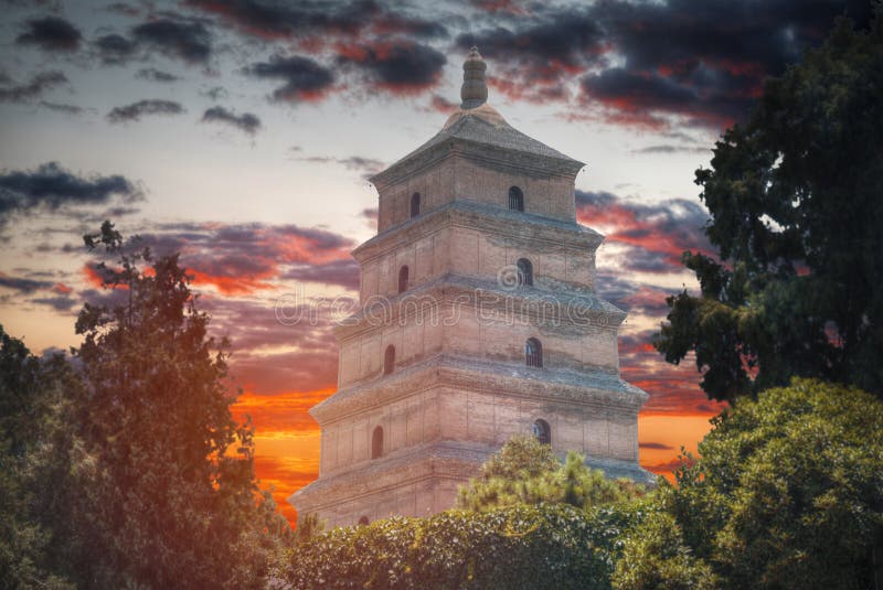 Pagoda grande de gansos salvajes foto de archivo Pagoda grande de gansos salvajes foto de archivo