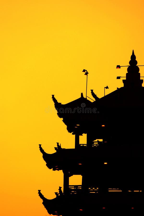 Pagoda sunset silhoutte