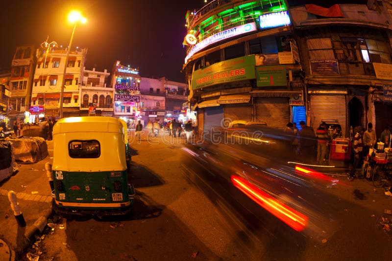 Paharganj la nuit photo stock Paharganj la nuit photo stock