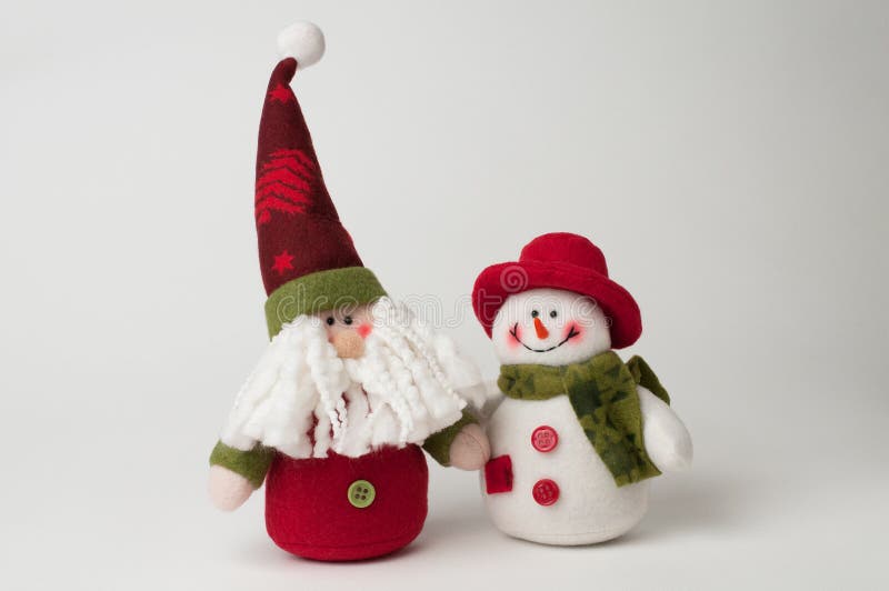 Pai Christmas e boneco de neve fotos de stock