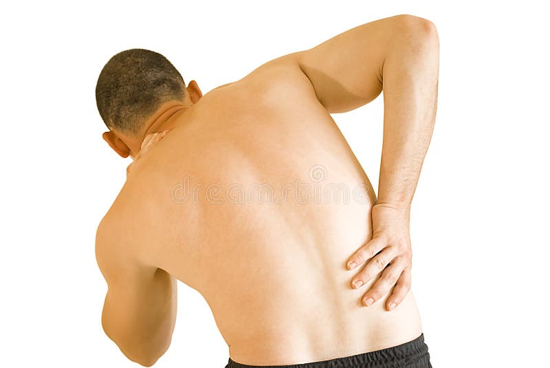 Young man having neck ache and backache making massage. Young man having neck ache and backache making massage