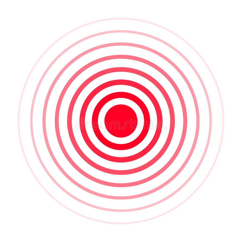 Pain concentration icon. Red circles, symbol of pain concentration for medical painkiller drugs stock illustration Pain concentration icon. Red circles, symbol of pain concentration for medical painkiller drugs stock illustration