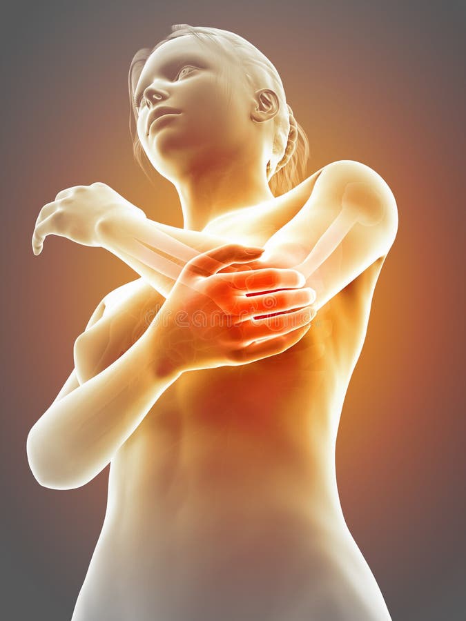 Pain in the elbow joint stock illustration