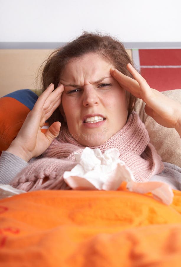 Young Woman with Sinus Pressure Pain Stock Image - Image of head, adult