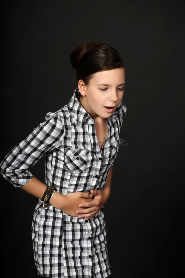 Pain in stomach royalty free stock photo