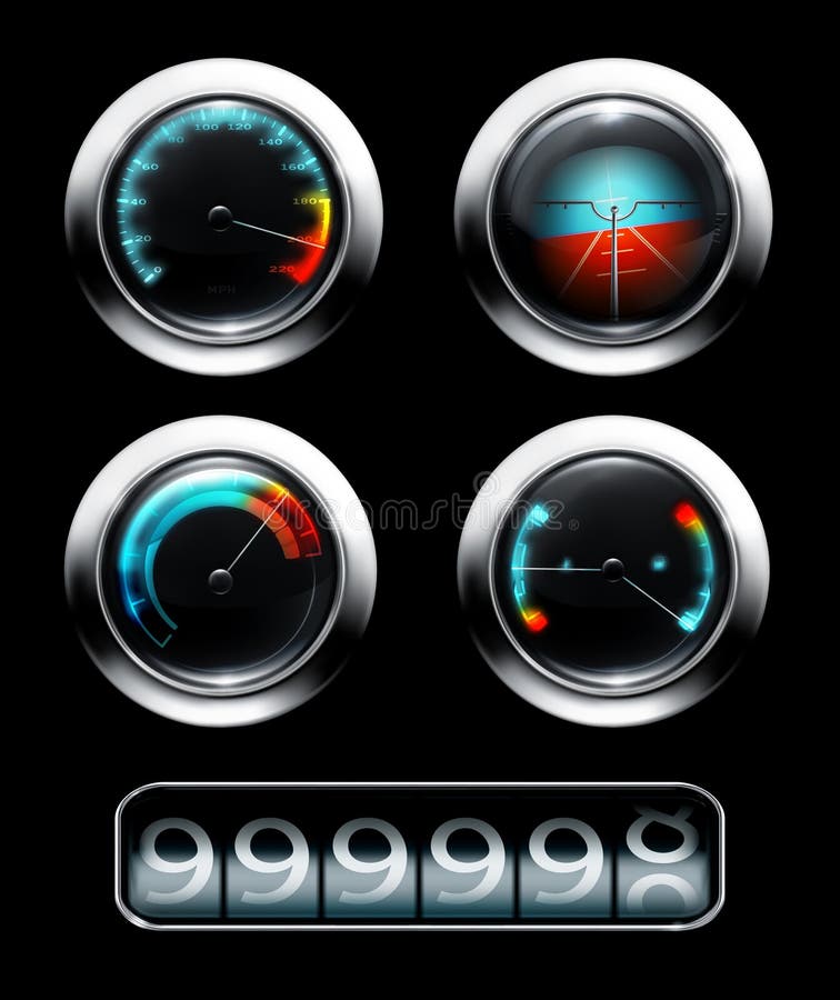 Dashboard, computer illustration, black background. Dashboard, computer illustration, black background