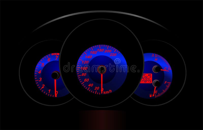 The dashboard of the car at night. Vector. The dashboard of the car at night. Vector