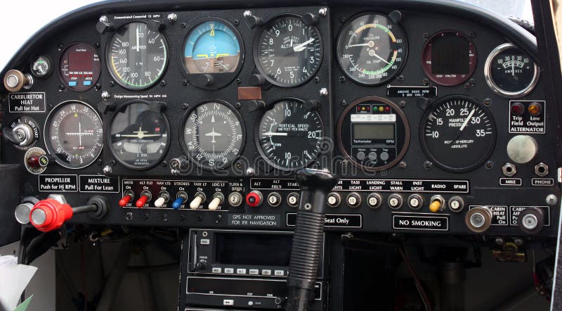 Painel de instrumento da cabina do piloto de aviões imagem de stock royalty free Painel de instrumento da cabina do piloto de aviões imagem de stock royalty free