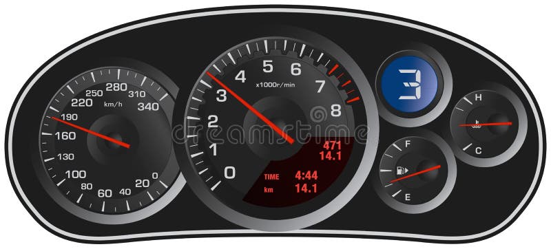 Vector realistic sport car's dashboard. Vector realistic sport car's dashboard