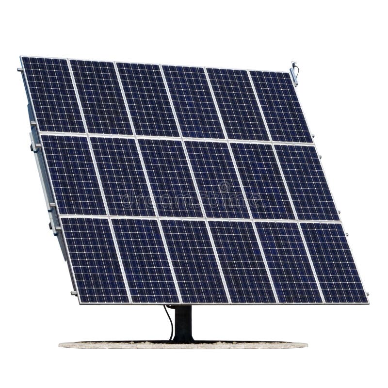 Solar panel isolated on white background. Photovoltaic module with base. Solar panel isolated on white background. Photovoltaic module with base.