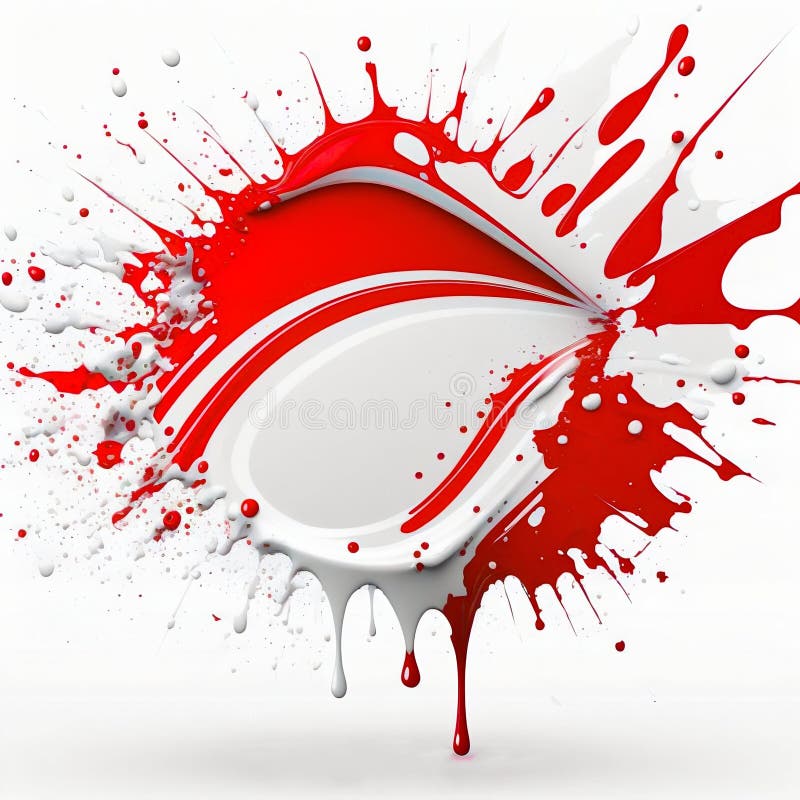 Paint Acrylic Splash Red and White Colors. Generative AI Stock Illustration Illustration of
