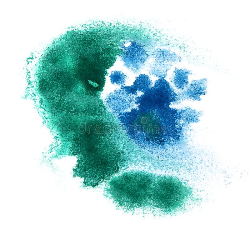 Paint blue green splash ink blot and white abstract art brushes