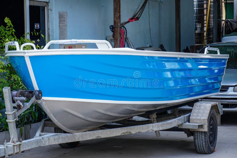 Paint The Boat In Blue And White Stock Image - Image of ...