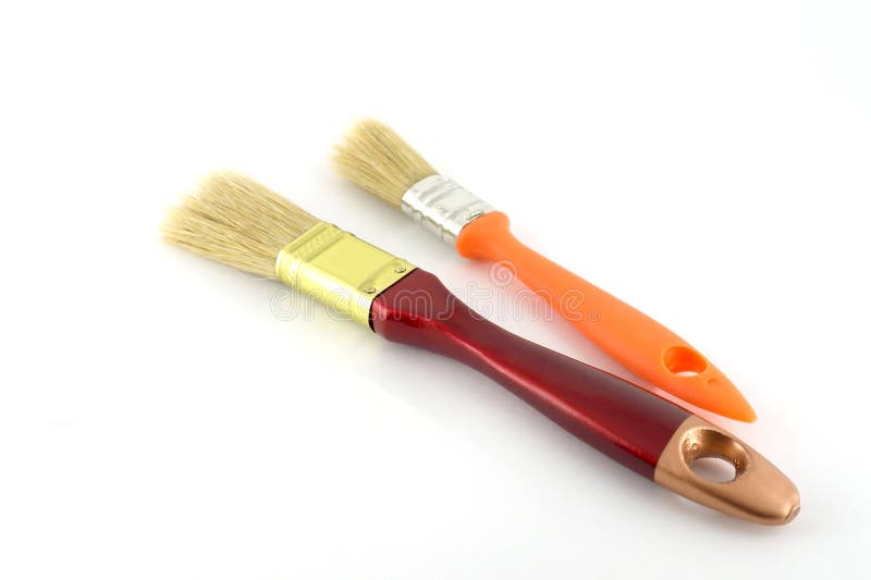 Paint Brush with Brown and Orange Handles Stock Image Image of