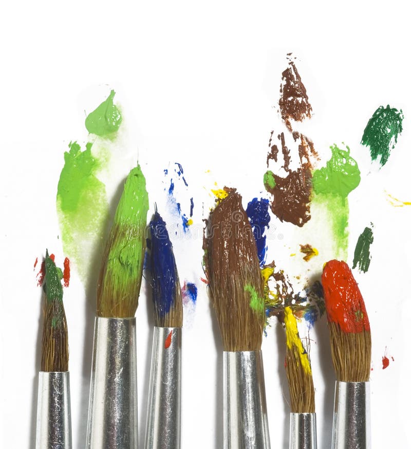 Paint Brushes on Palette stock image. Image of warn - 103263271