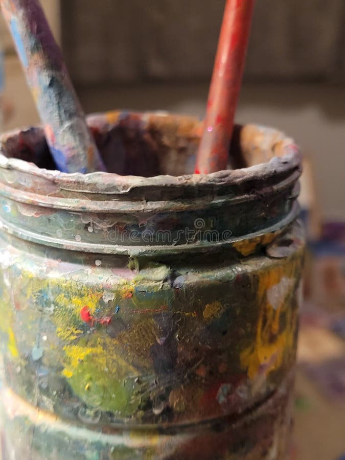 Paint Brush in Cup stock photo. Image of paint, leaf 220207114