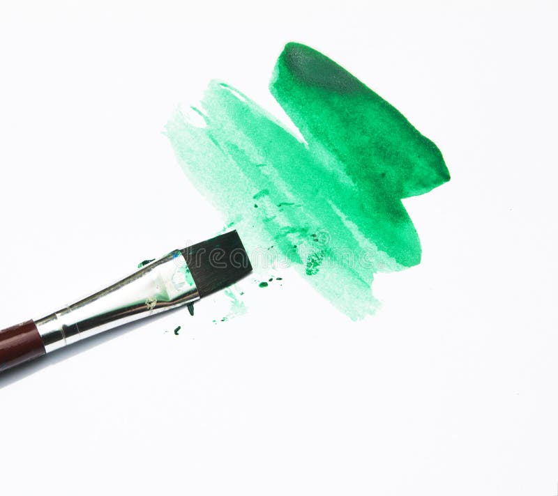 Paint Brush and Green Paint Stock Photo Image of palette, abstract