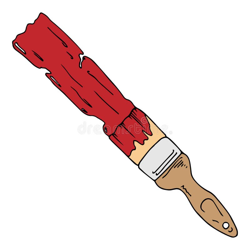 Paint Brush Icon. Vector Illustration Brush with Paint. Hand Drawn